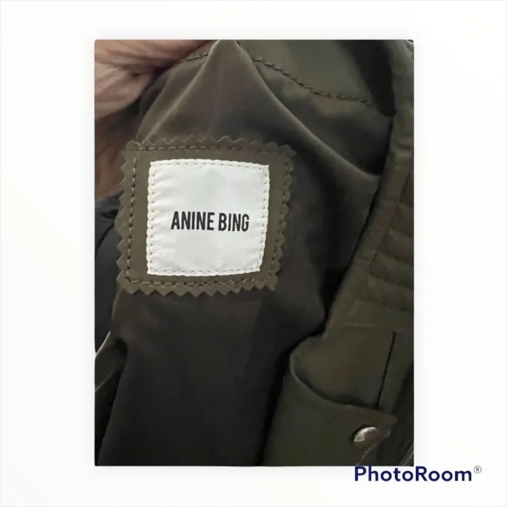 Anine Bing Olive Green Lamb Leather Moto Vest Sleeveless XS